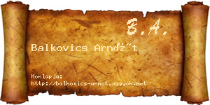 Balkovics Arnót névjegykártya